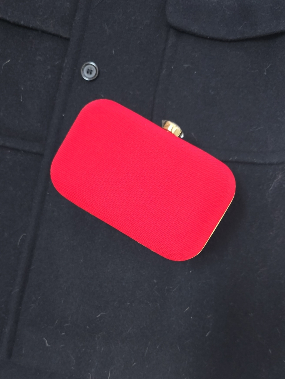 Red Rectangular Clutch with Gold Accent
